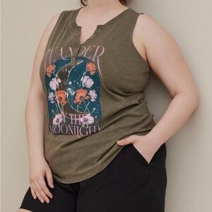 Torrid Graphic Classic Fit Slub V-Neck Henley Tank Green